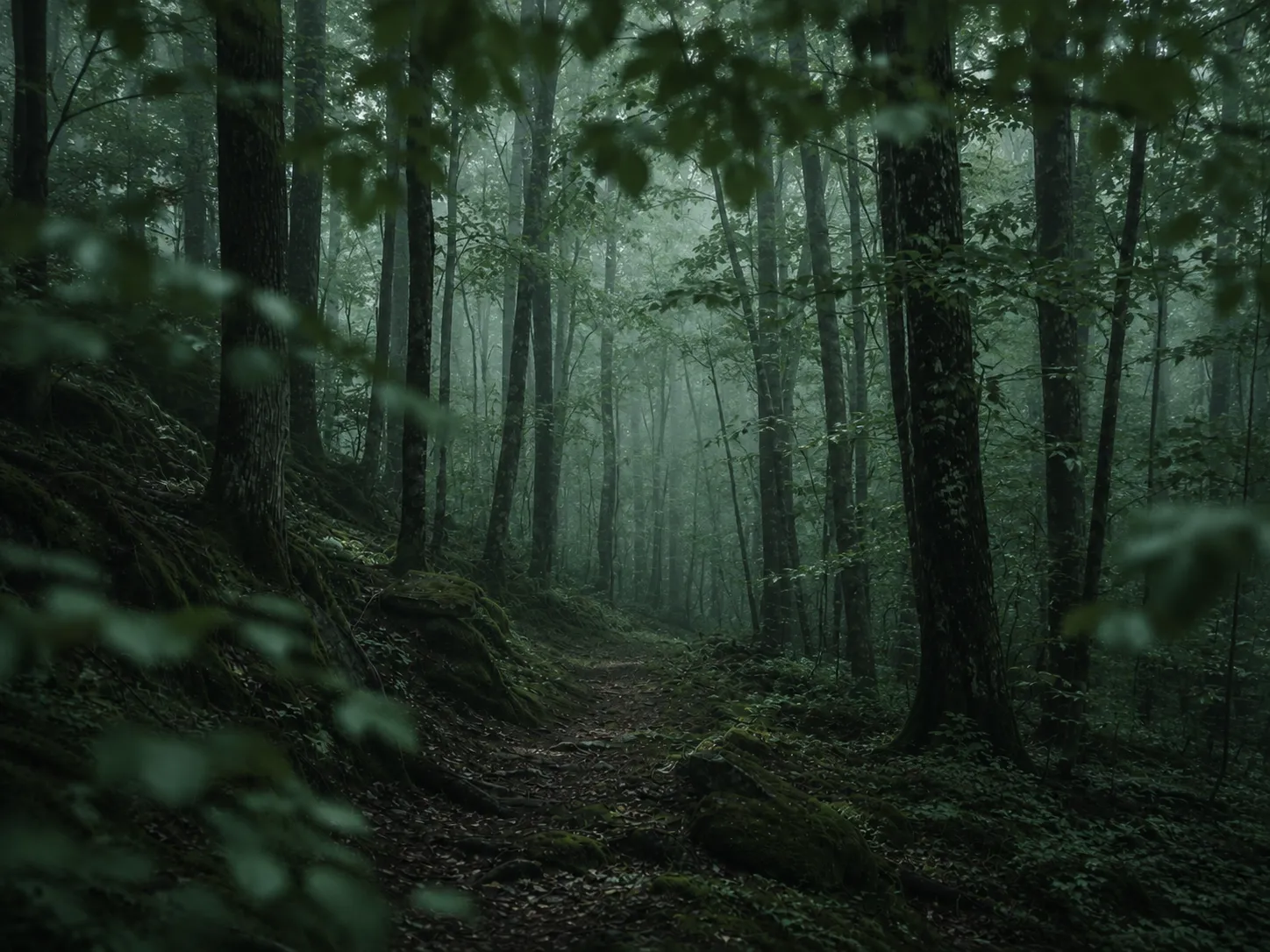 Misty forest path